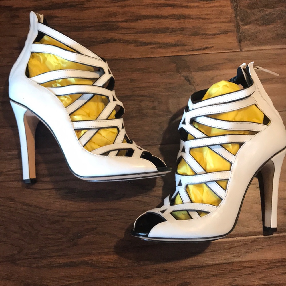 Derek Lam white strap booties